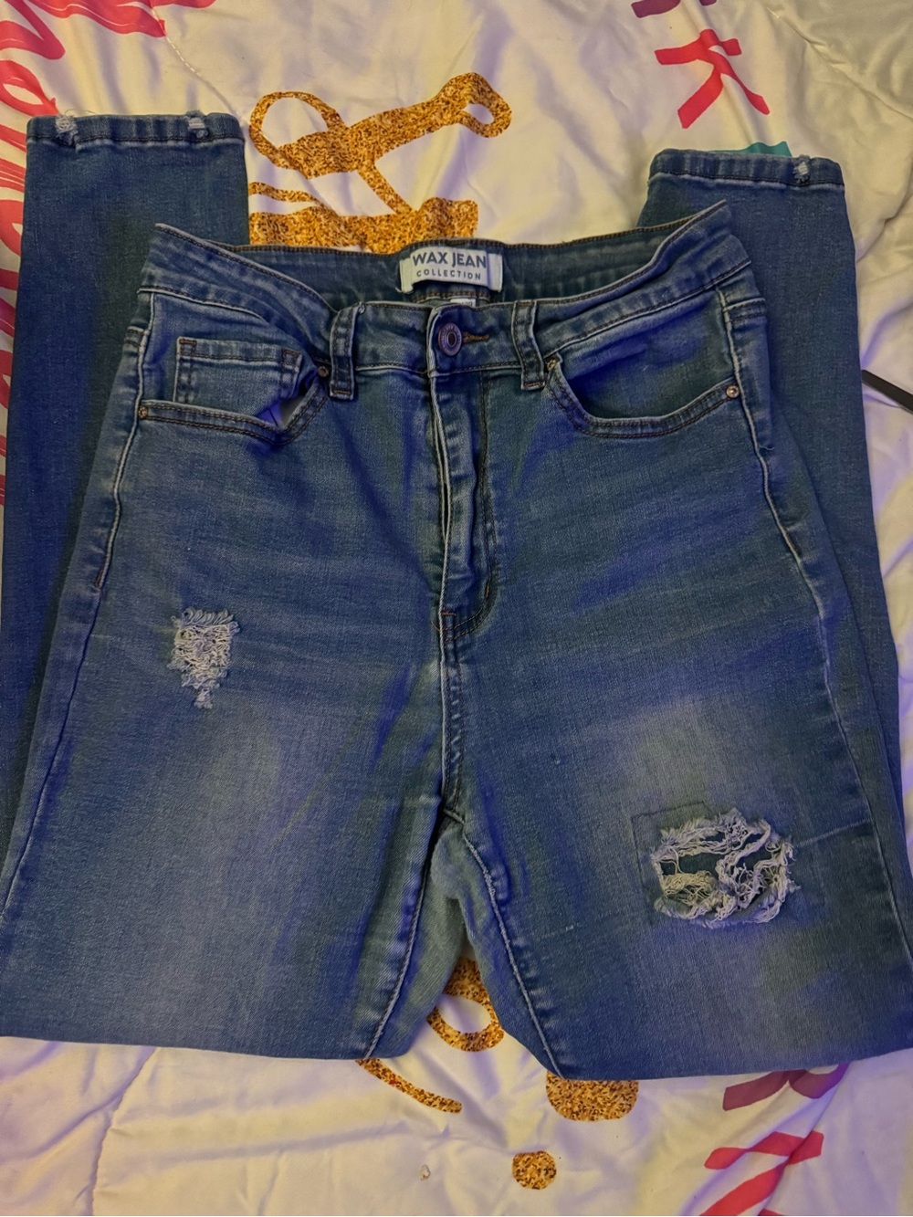 Wax Jean Women's Blue Distressed Skinny Jeans